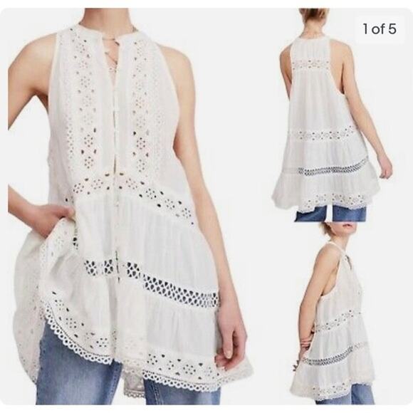 Free People Ivory Adelaide Sleeveless Tunic Size XS - Picture 1 of 13